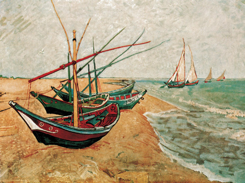 Fishing Boats on the Beach at Saintes-Maries - Van Gogh Painting On Canvas